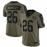 Nike New York Giants 26 Saquon Barkley 2021 Olive Salute To Service Limited Jersey Dyin,baseball caps,new era cap wholesale,wholesale hats